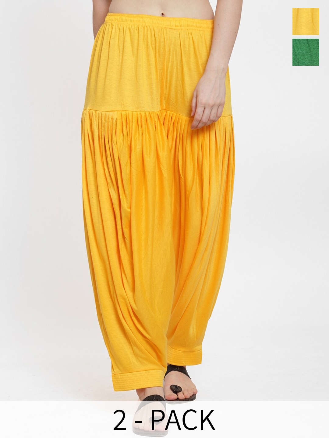 

Jinfo Women Pack Of 2 Loose Fit Patiala, Yellow