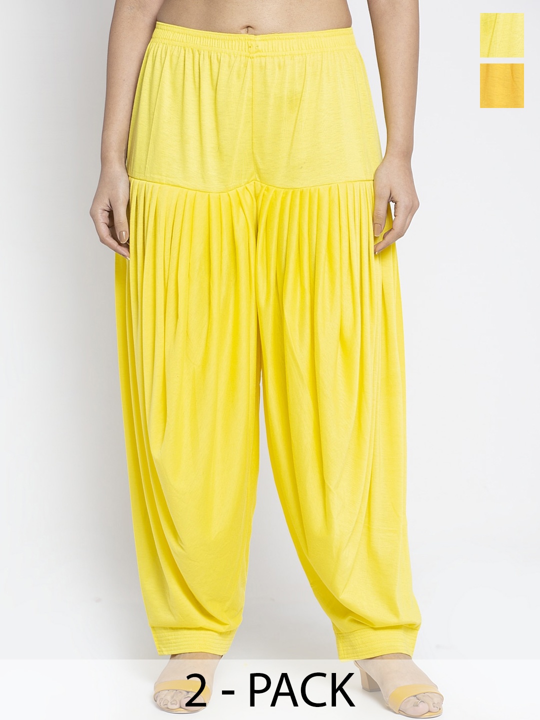 

Jinfo Women Pack Of 2 Loose Fit Patiala, Yellow