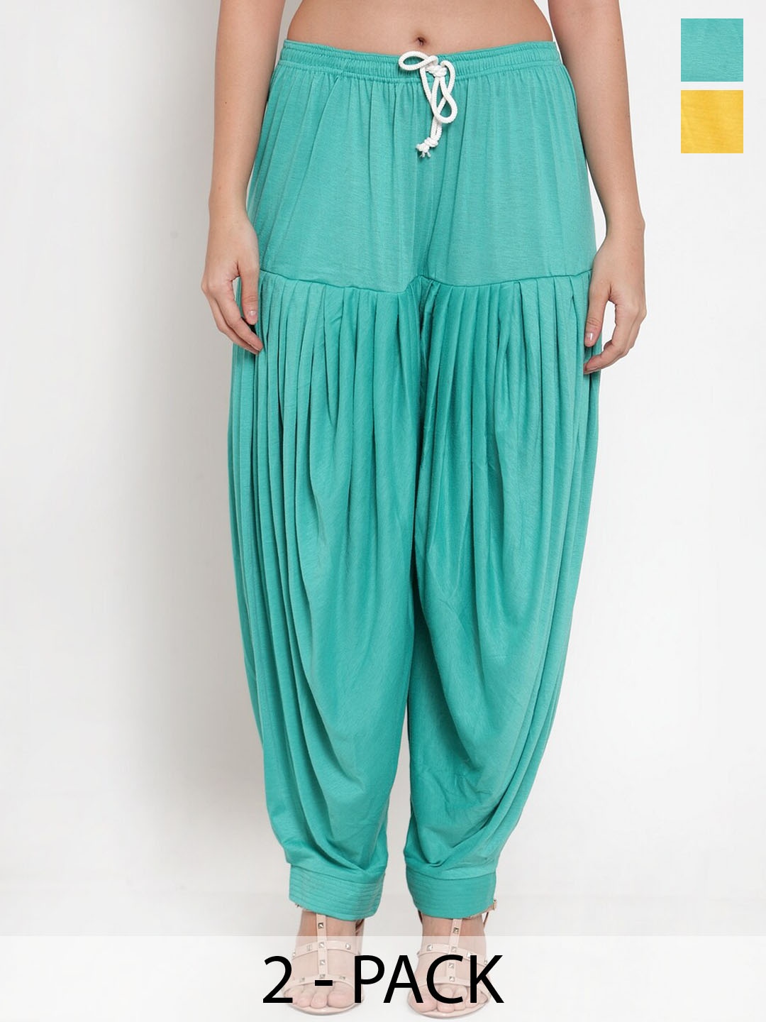 

Jinfo Women Pack Of 2 Loose Fit Patiala, Yellow