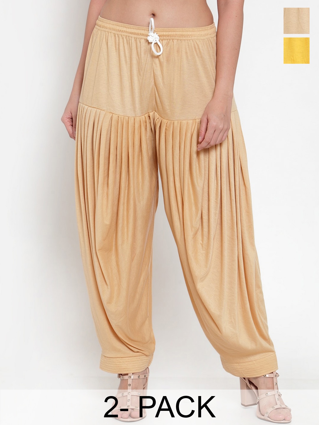 

Jinfo Women Pack Of 2 Loose Fit Patiala, Yellow