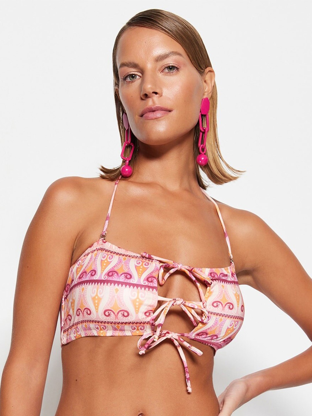 

Trendyol Geometric Printed Full Coverage Underwired Lightly Padded Bra, Pink