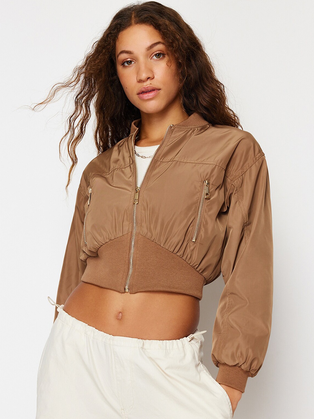 

Trendyol Monk Collar Jacket, Brown