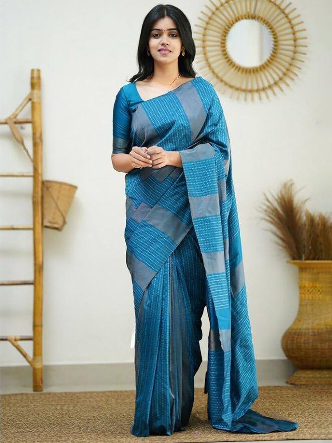 

Anjaneya Sarees Woven Design Banarasi Saree, Teal