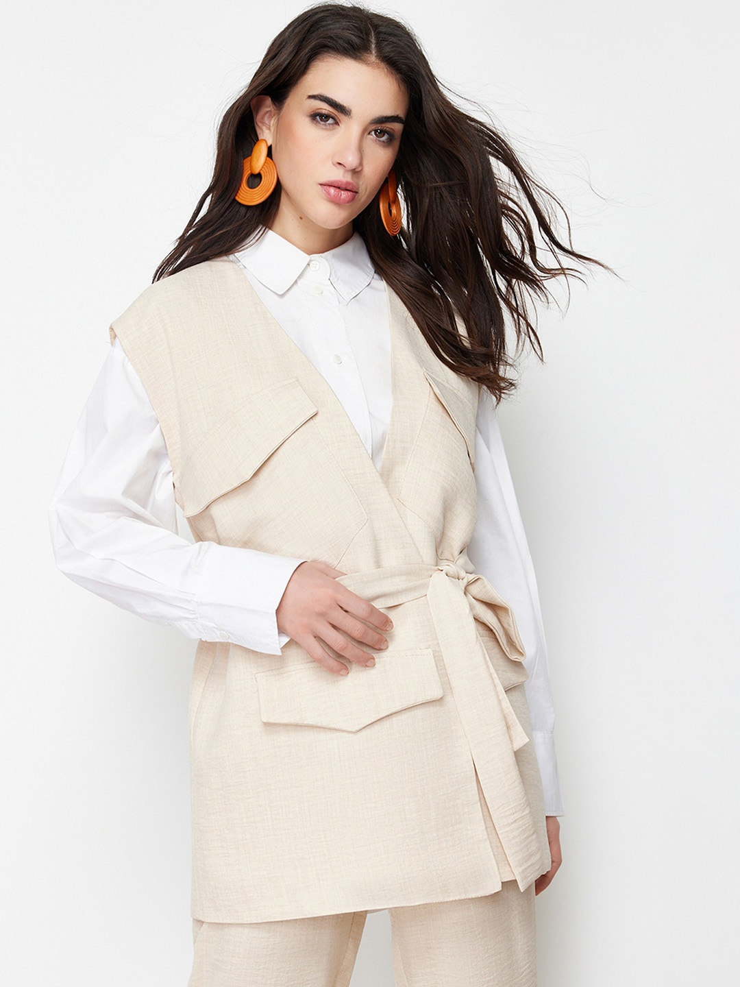 

Trendyol Shrug With Trousers Co-Ords, Beige