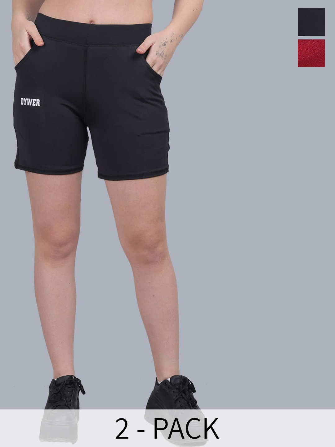 

BAESD Girls Pack Of 2 Slim Fit Training or Gym Sports Shorts, Maroon