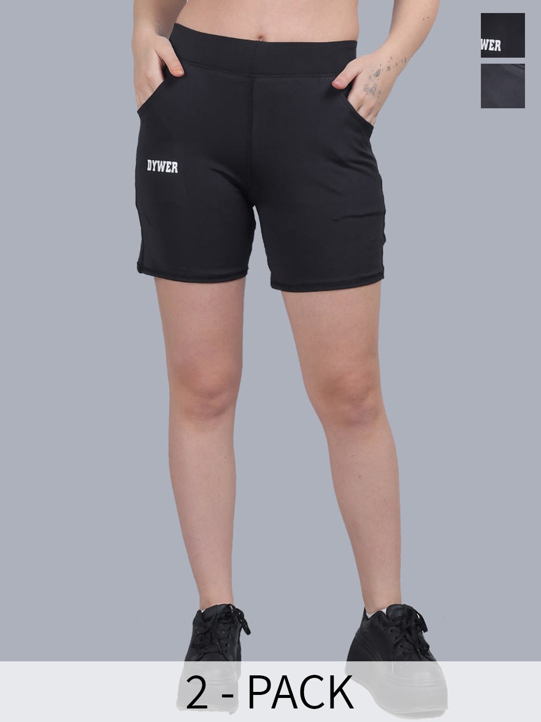 

BAESD Girls Pack of 2 Slim Fit Training or Gym Sports Shorts, Grey