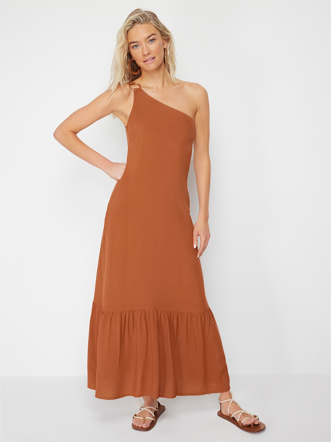 

Trendyol Women One Shoulder Maxi Dress, Rust