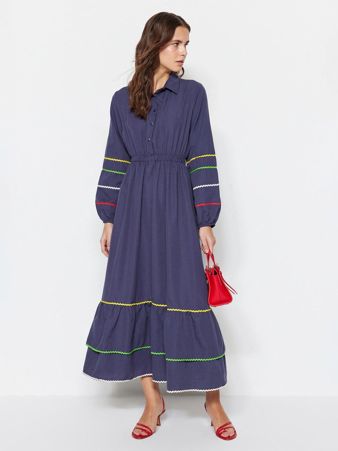 

Trendyol Shirt Collar Maxi Dress, Purple