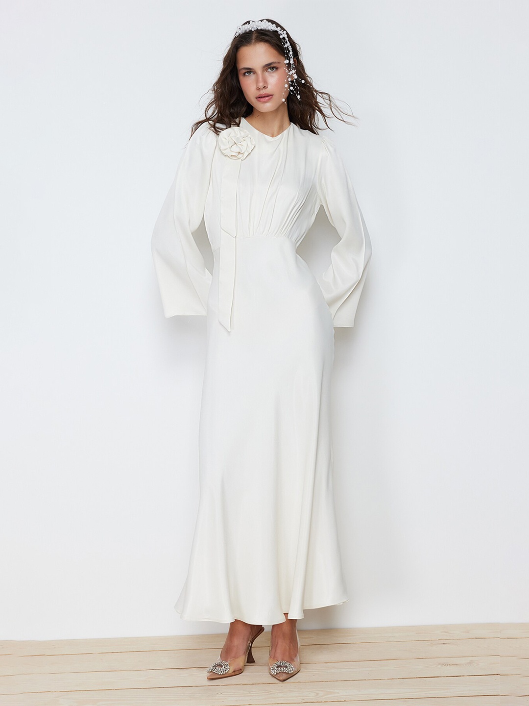 

Trendyol Flared Sleeve Maxi Dress, White