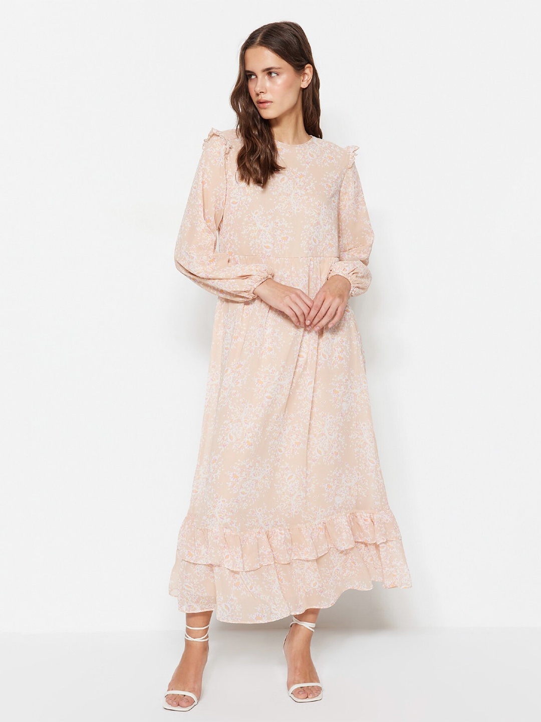 

Trendyol Women Floral Printed Maxi Dress, Cream