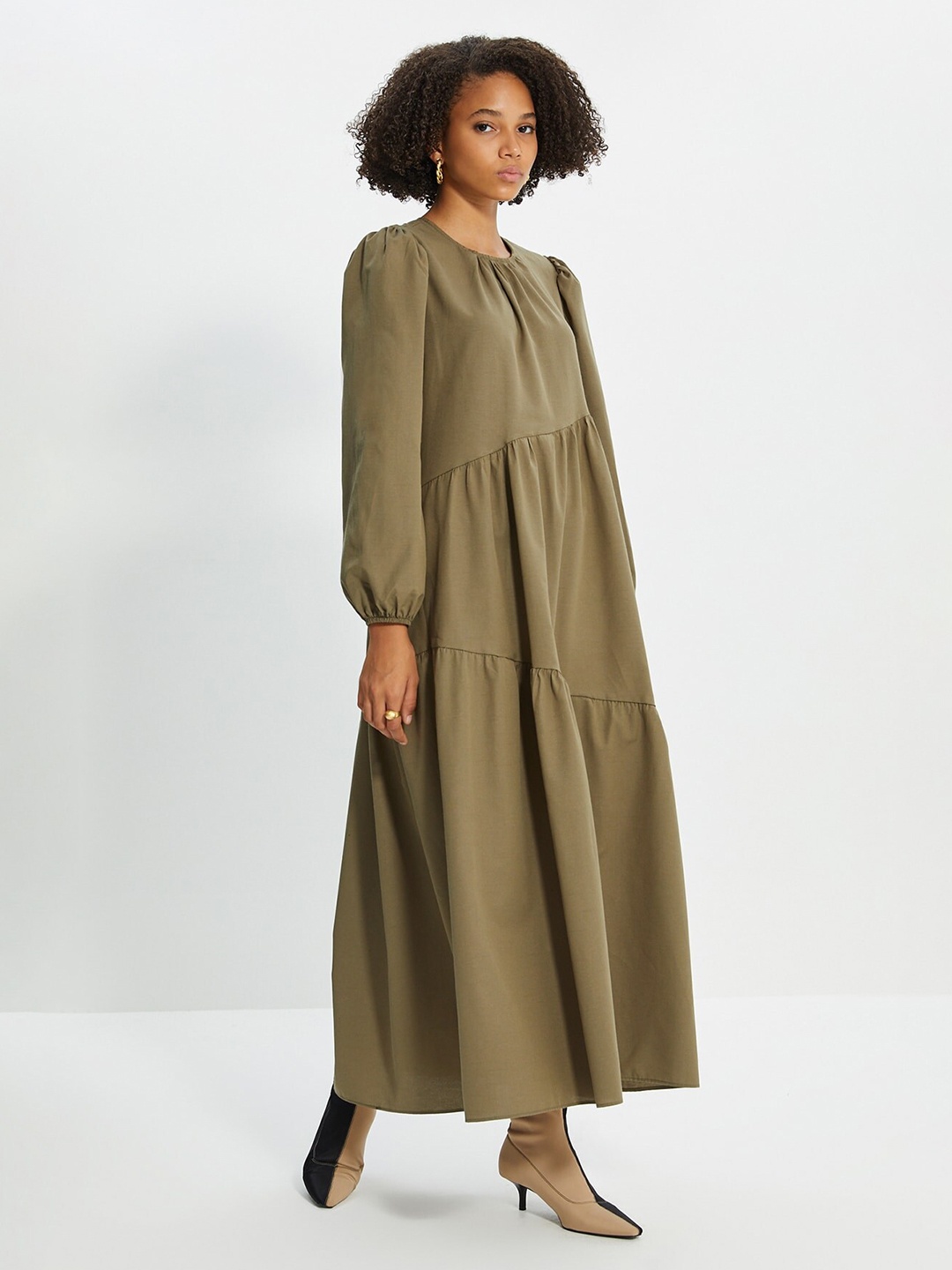 

Trendyol Bishop Sleeves Maxi Dress, Khaki