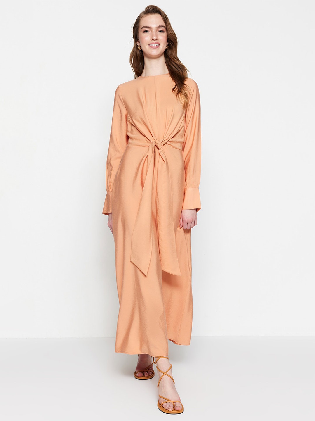 

Trendyol Cuffed Sleeves Maxi Dress, Orange