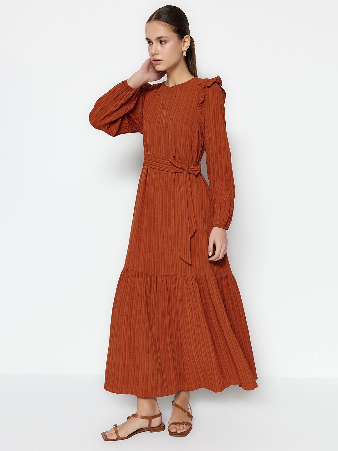 

Trendyol Tie-Ups Detail Maxi Dress, Brown