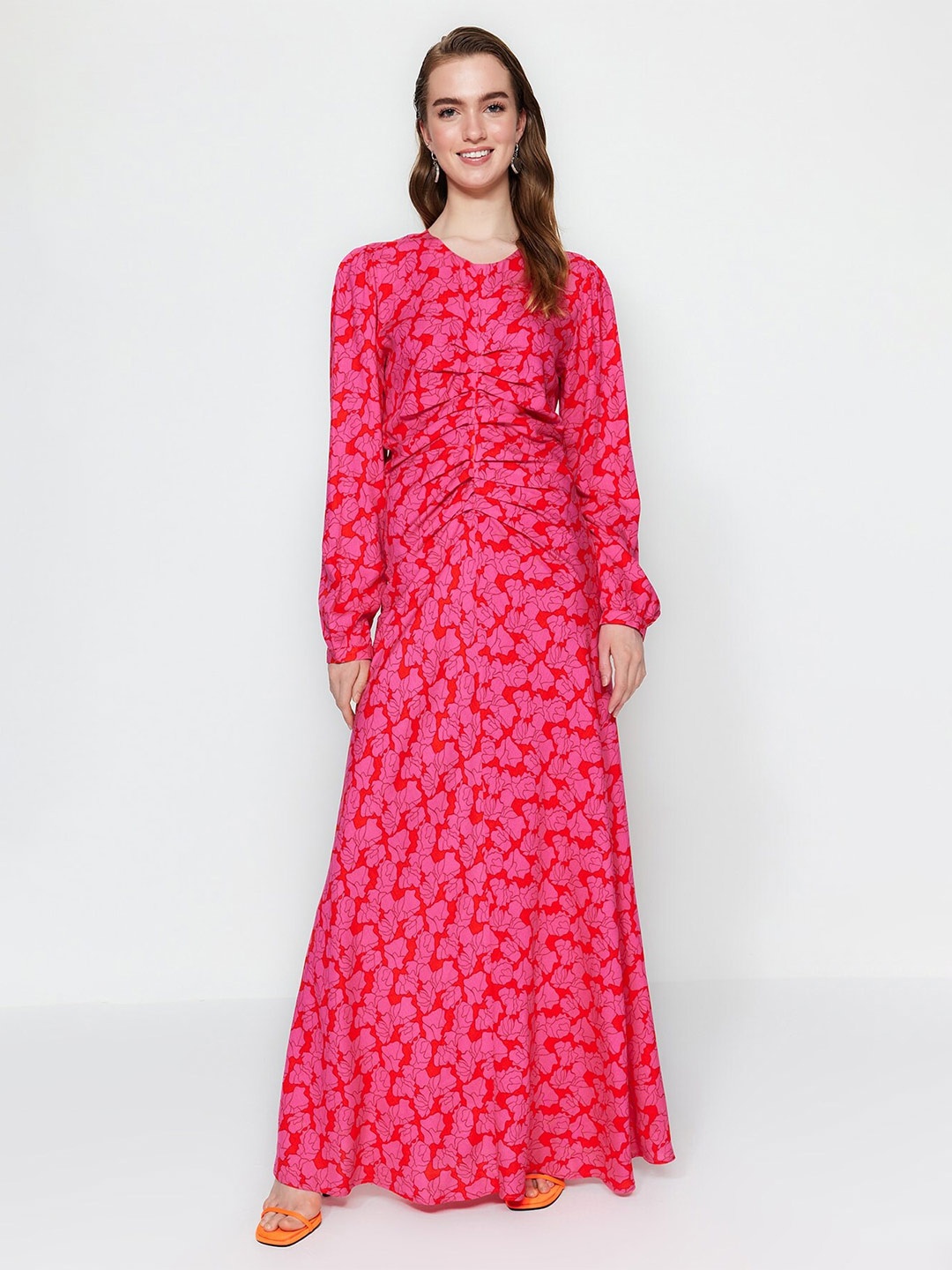 

Trendyol Floral Print Maxi Dress, Pink