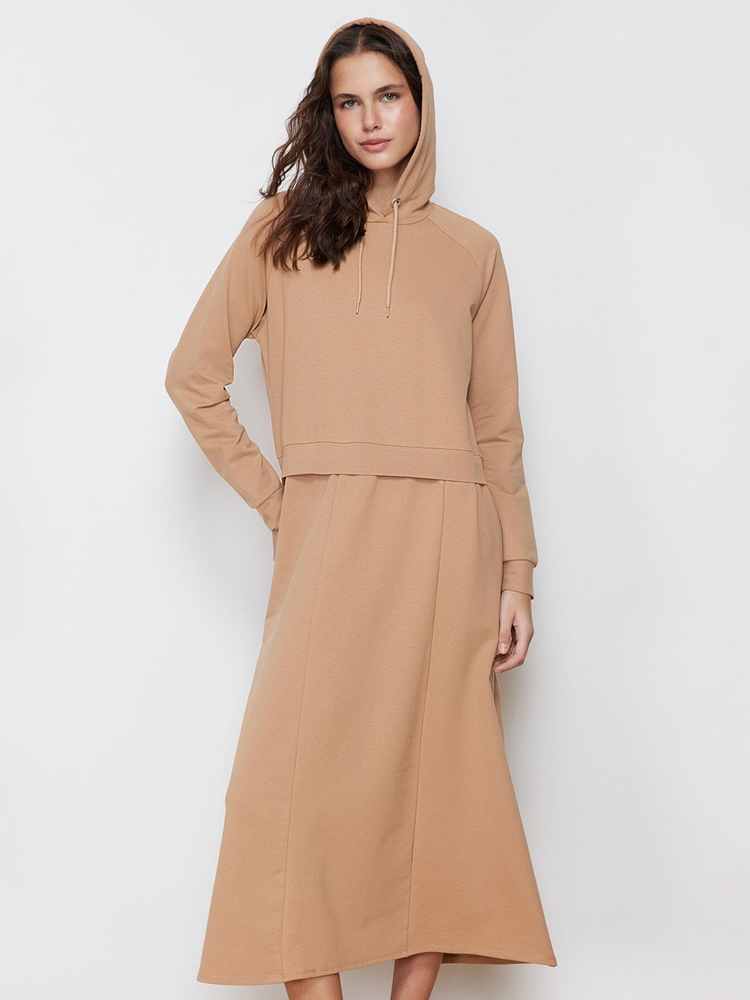 

Trendyol A-Line Midi Dress, Camel brown