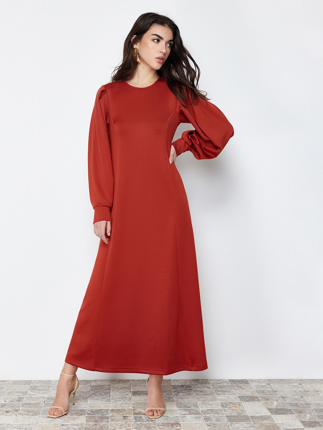 

Trendyol Puff Sleeves Maxi Dress, Maroon