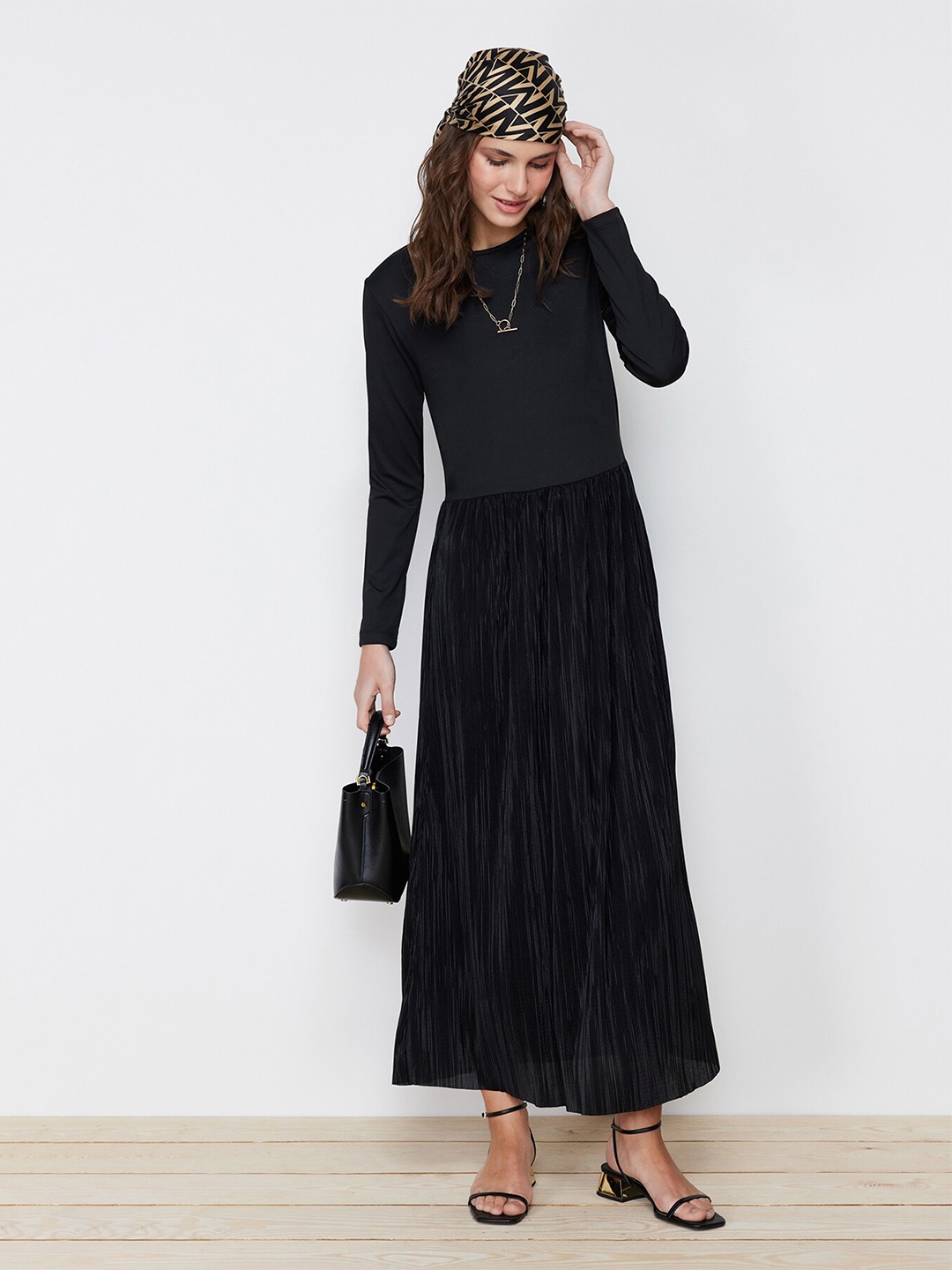 

Trendyol Accordion Pleated Maxi Dress, Black