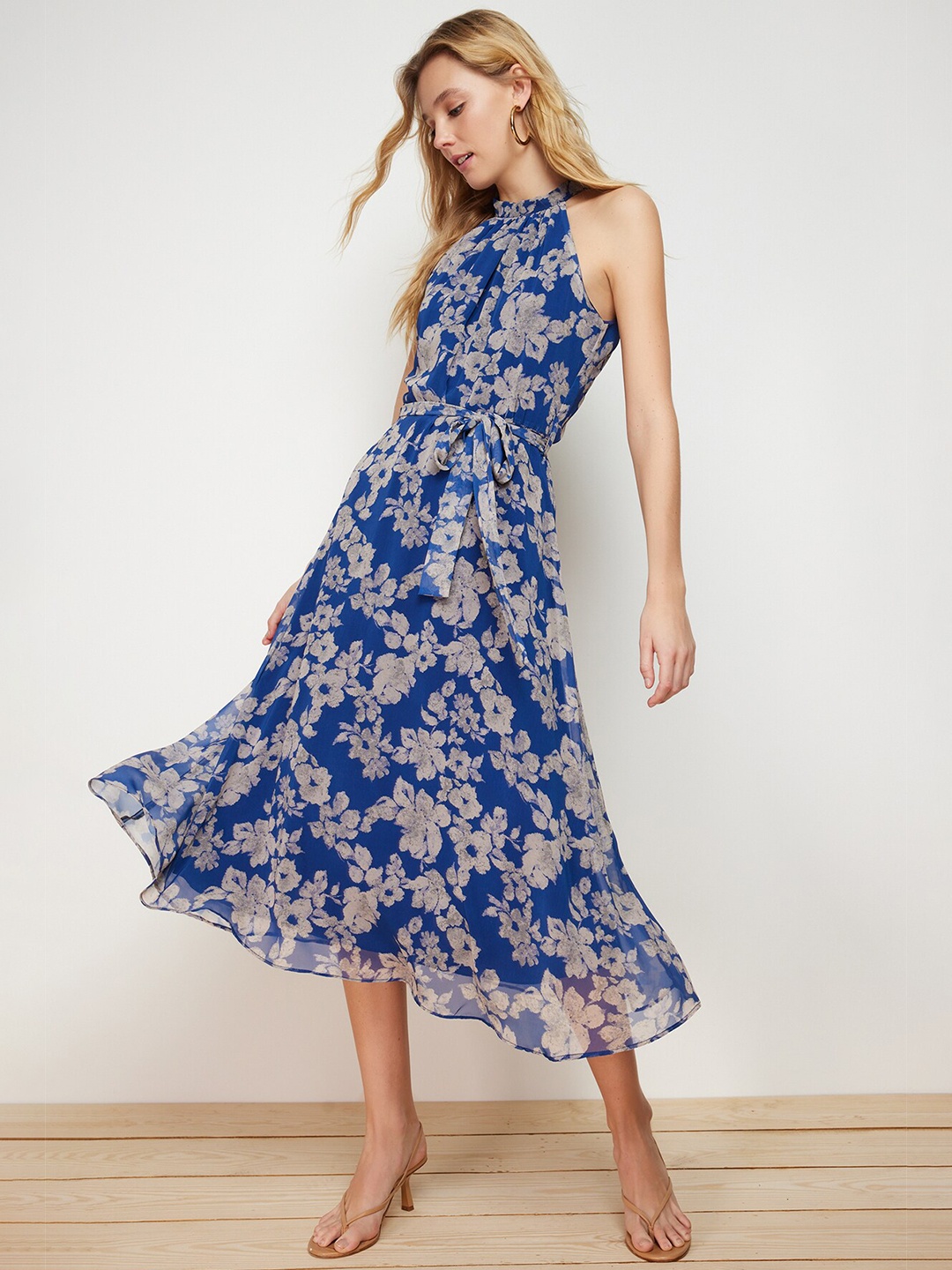 

Trendyol Floral Print A-Line Maxi Dress, Blue