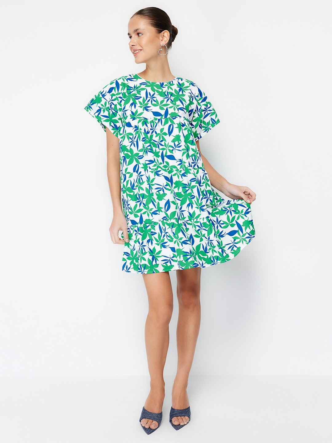 

Trendyol Women Floral Print A-Line Dress, Green