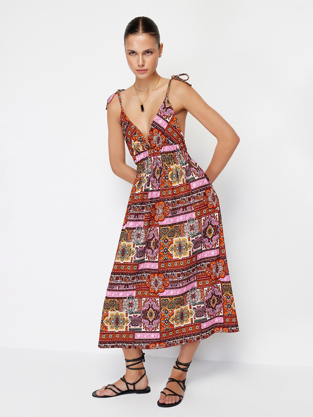 

Trendyol Floral Print Fit & Flare Maxi Dress, Multi