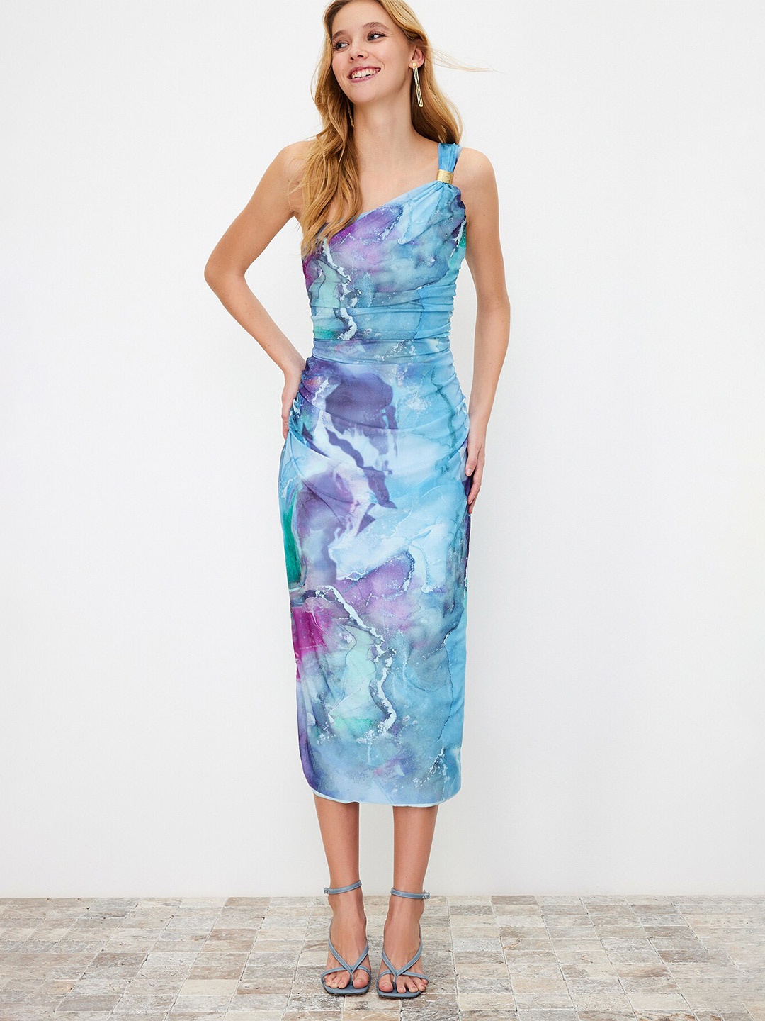 

Trendyol Abstract Print Bodycon Midi Dress, Multi