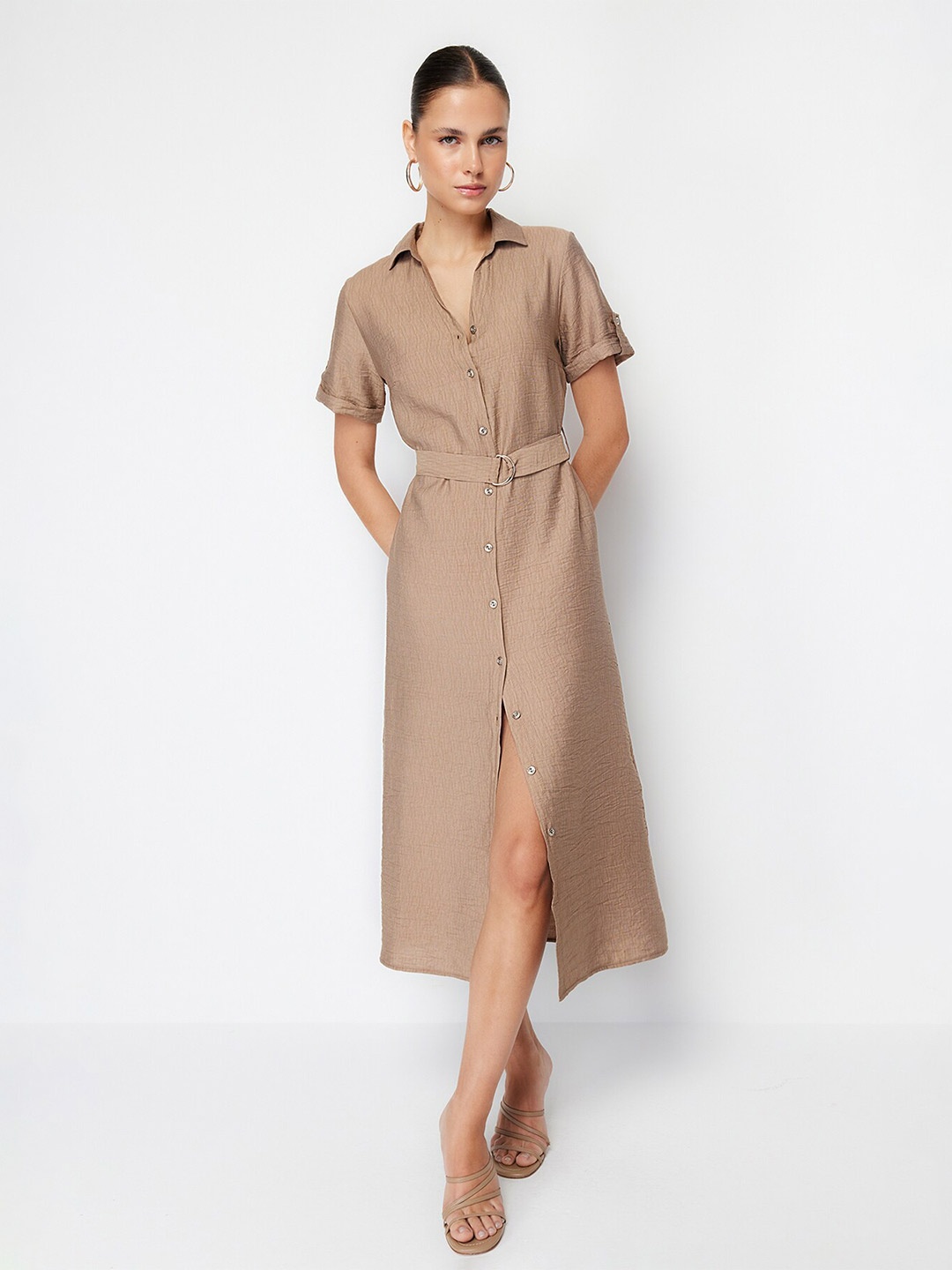 

Trendyol Shirt Midi Dress, Khaki