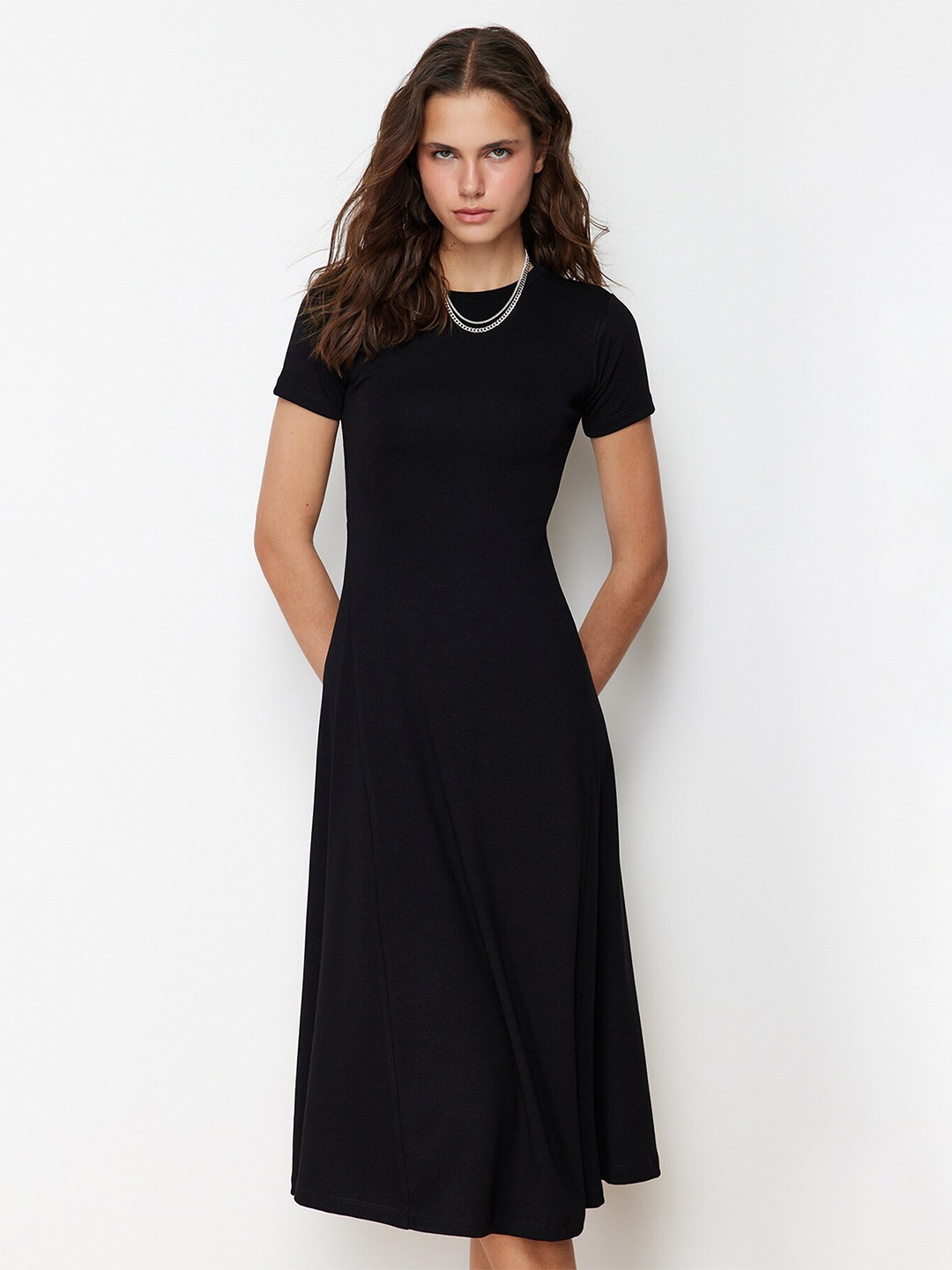 

Trendyol Women Solid A-Line Dress, Black