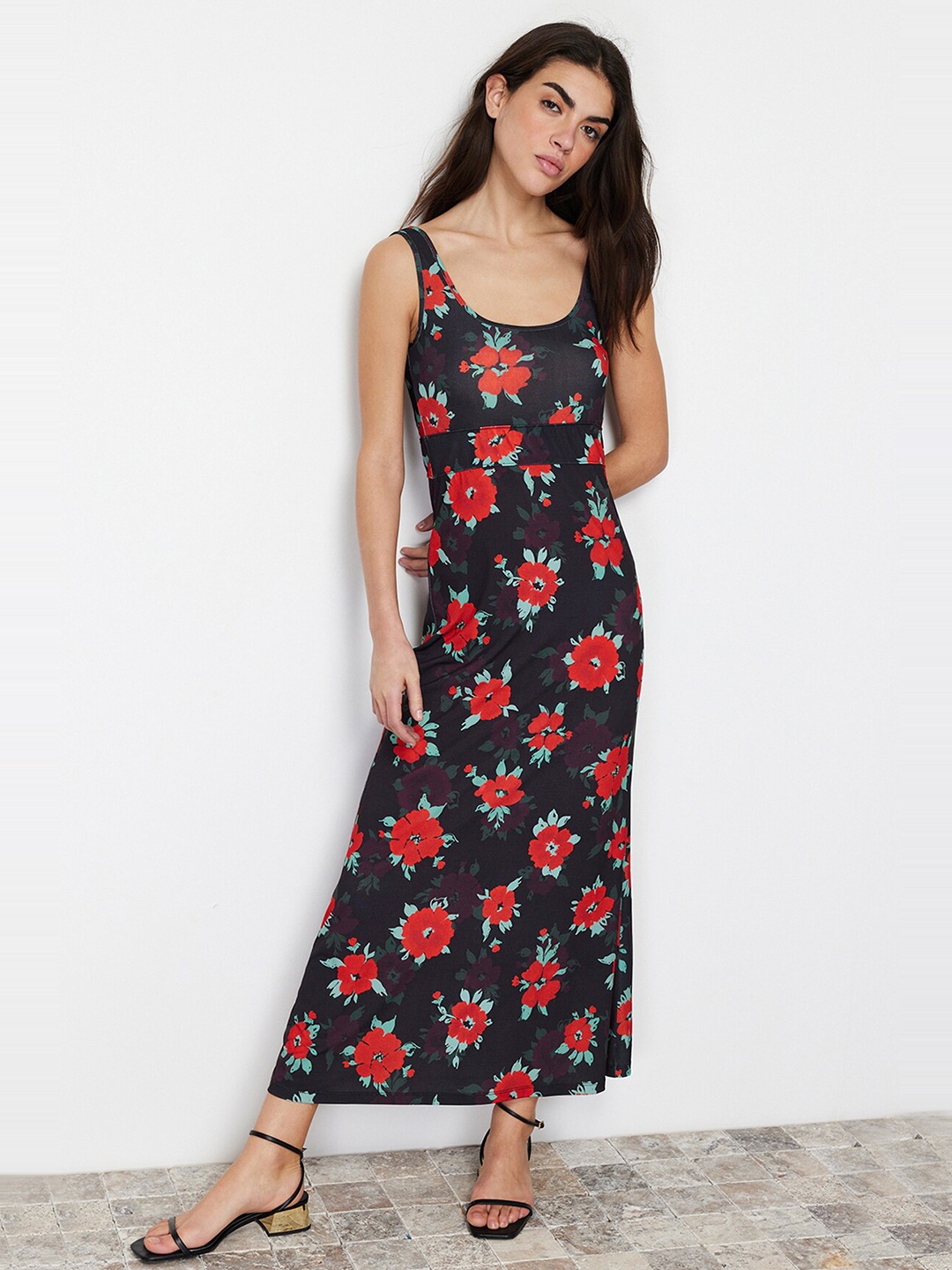 

Trendyol Floral Print Maxi Dress, Black