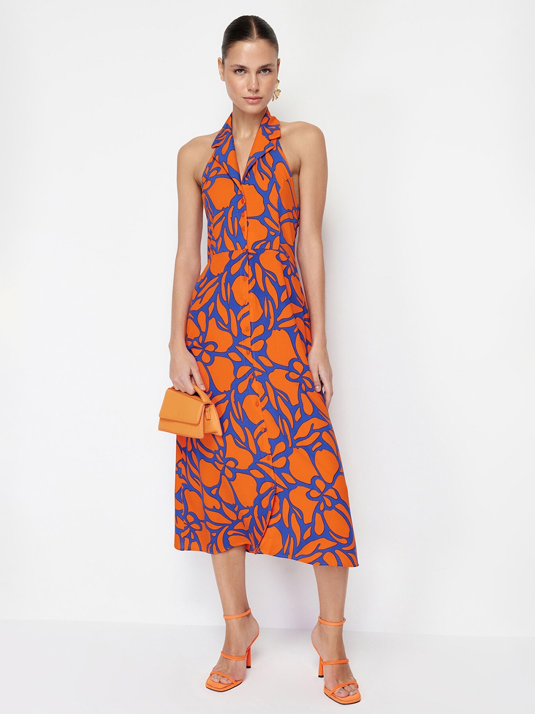 

Trendyol Print A-Line Midi Dress, Orange