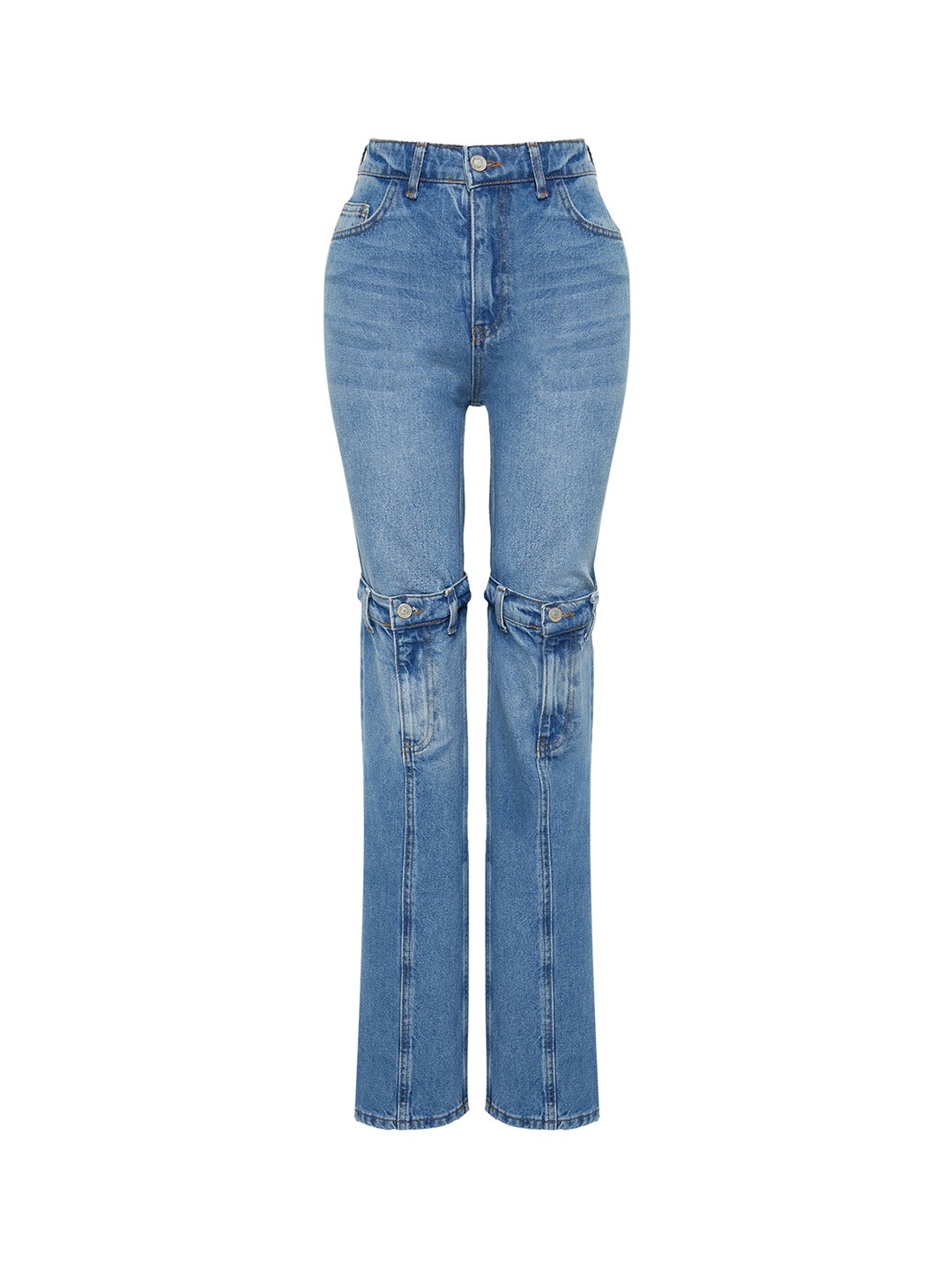 

Trendyol Women Light Fade Clean Look Pure Cotton Jeans, Blue