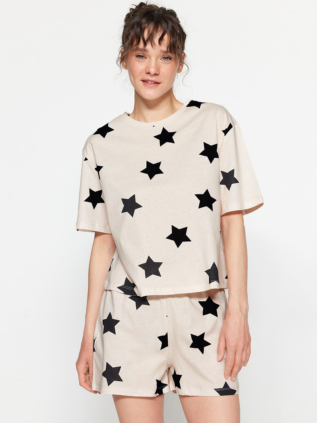 

Trendyol Women Printed Night suit, White