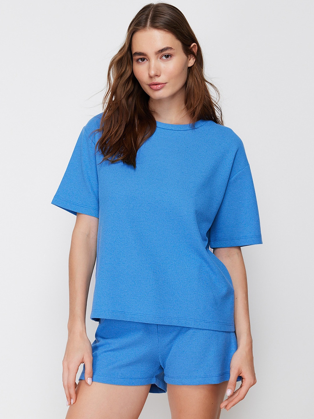 

Trendyol Women Solid Night suit, Blue
