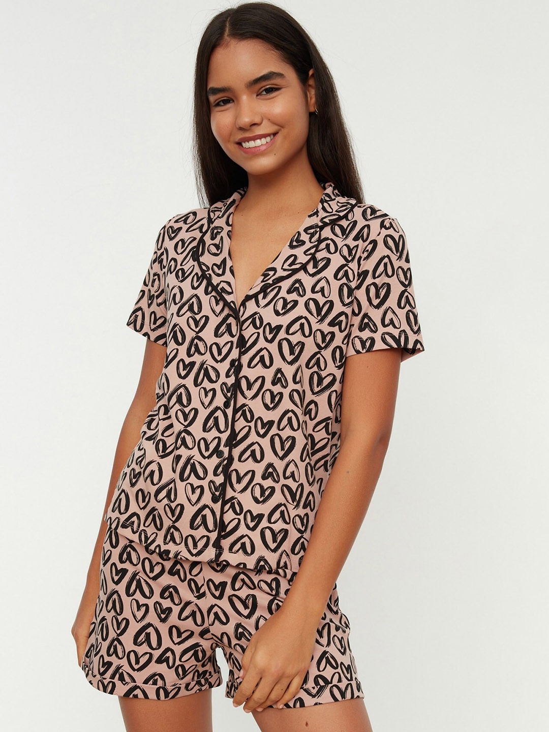 

Trendyol Women Printed Night suit, Pink