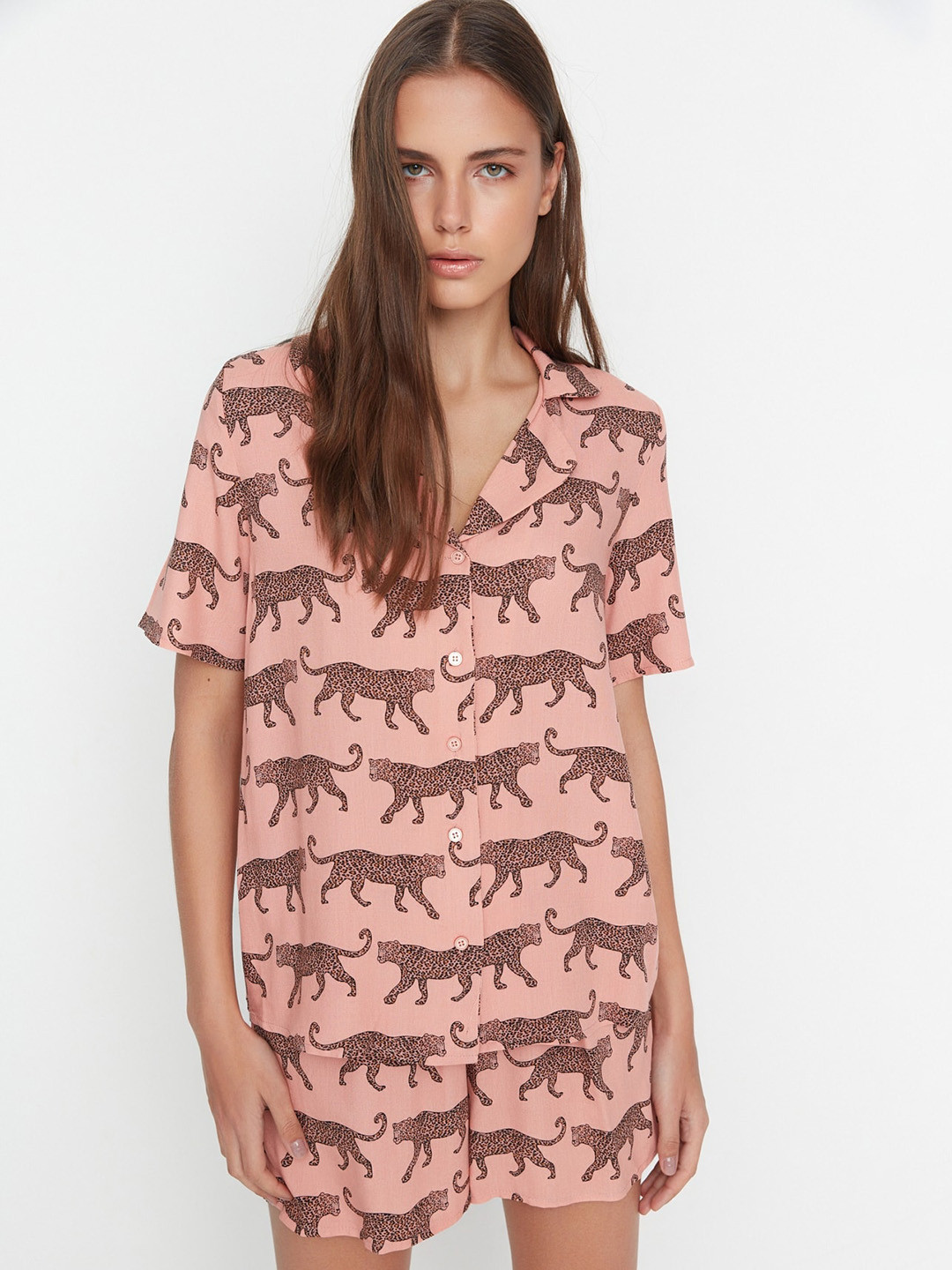 

Trendyol Women Printed Night suit, Peach