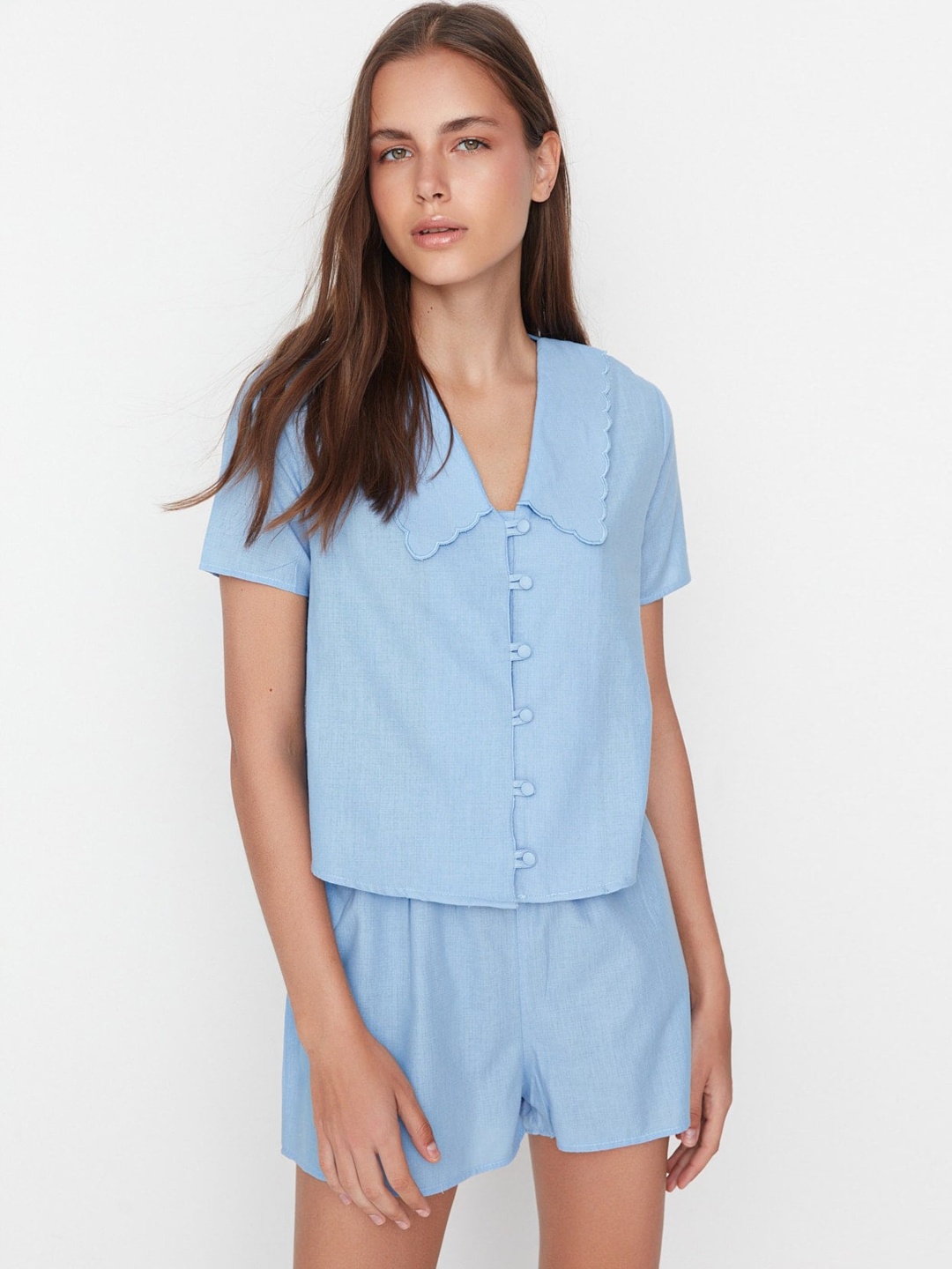 

Trendyol Women Solid Night suit, Blue