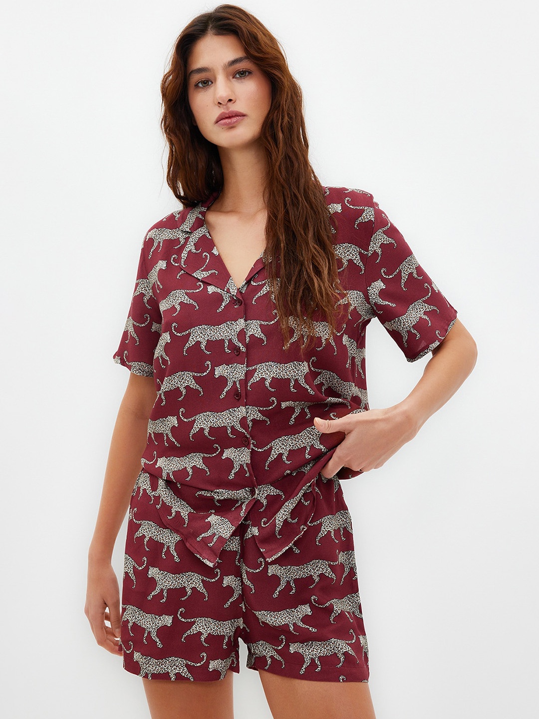 

Trendyol Women Printed Night suit, Brown