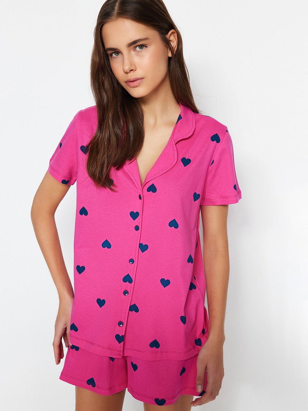 

Trendyol Women Printed Night suit, Pink