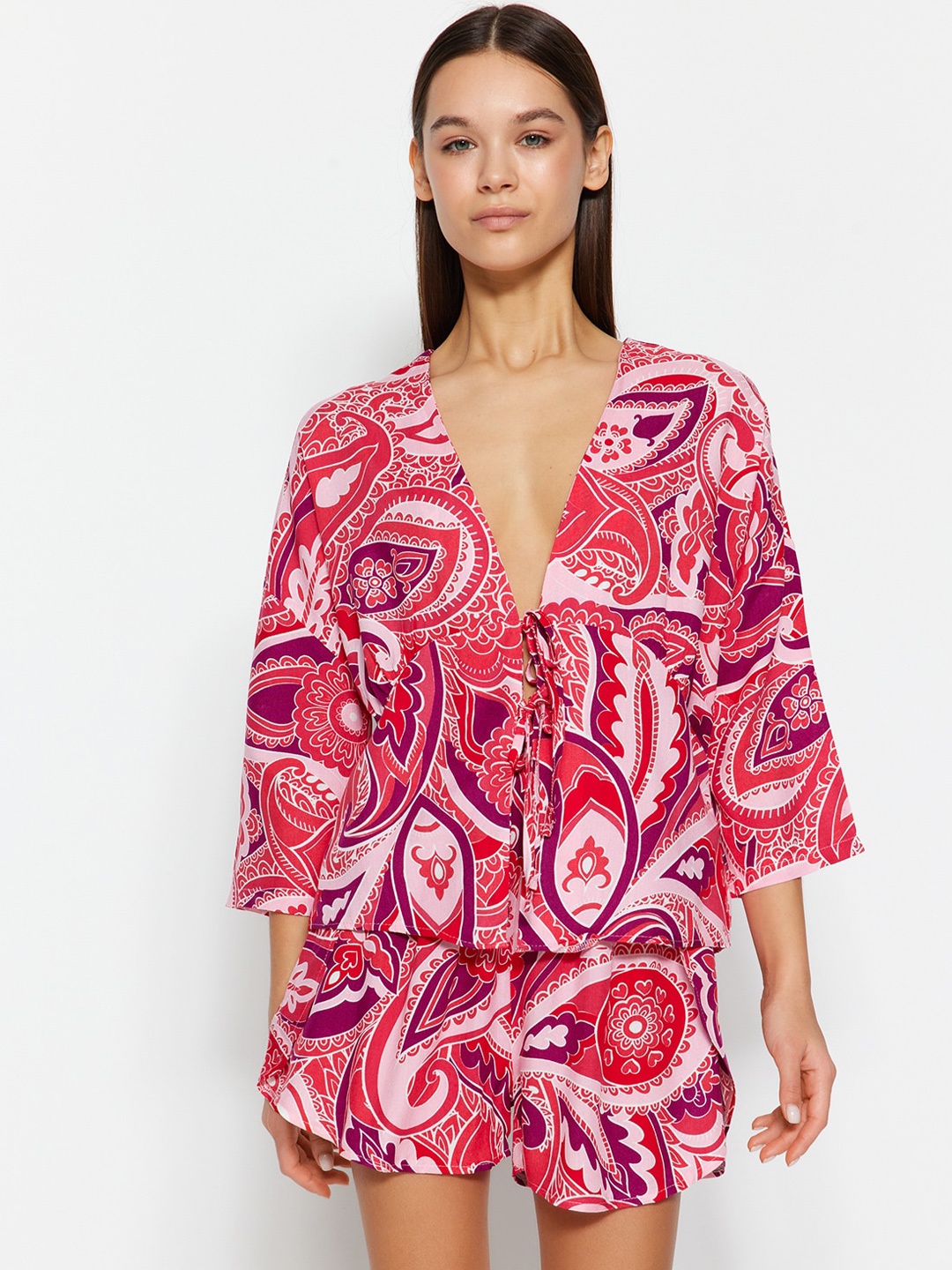 

Trendyol Women Printed Night suit, Pink