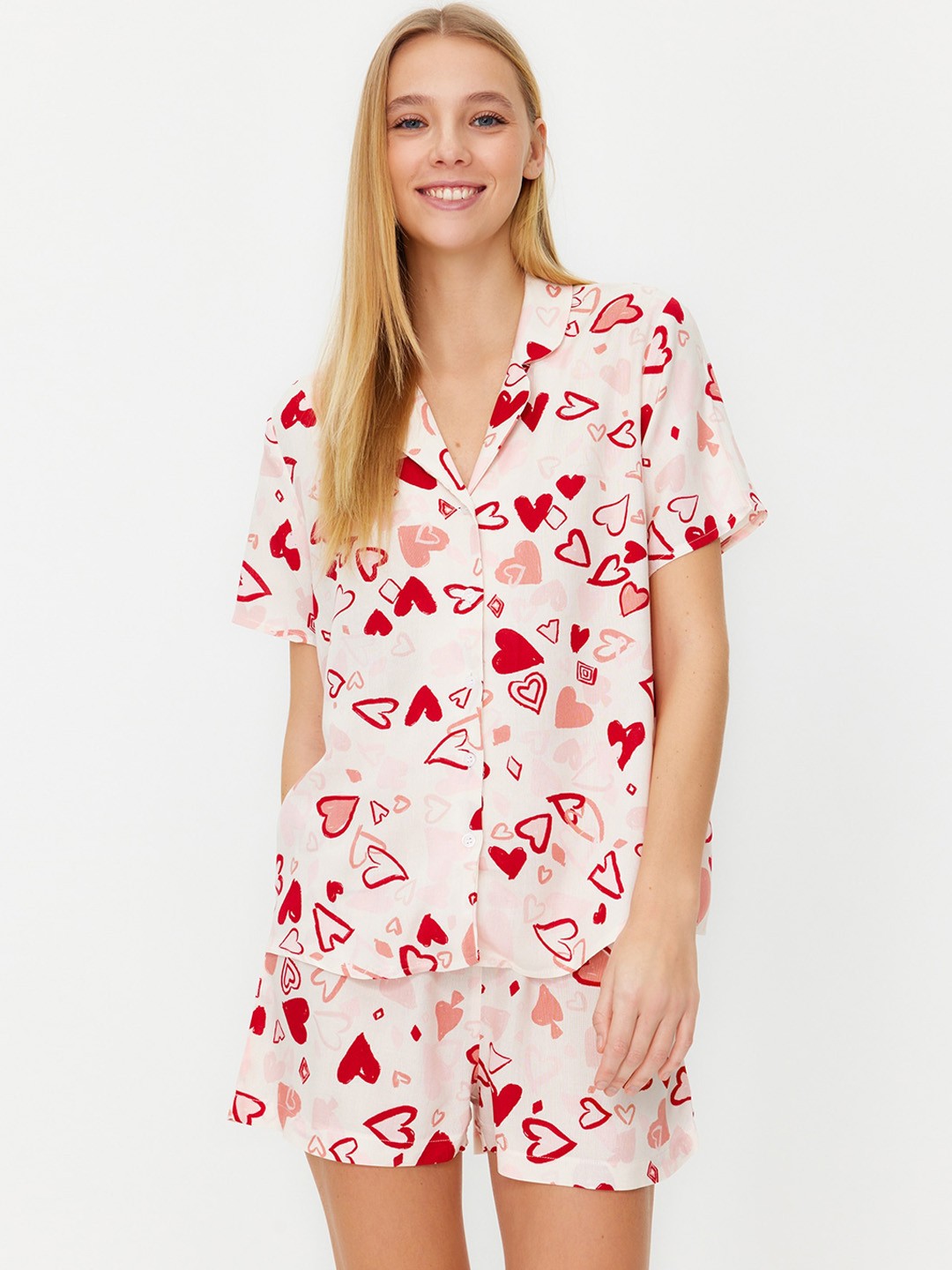 

Trendyol Women Printed Night suit, White