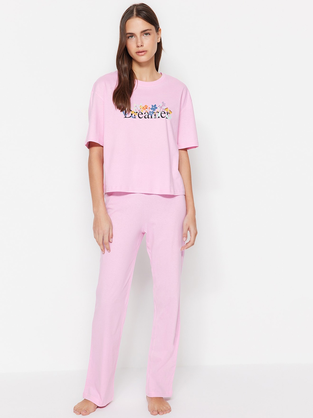 

Trendyol Women Printed Night suit, Pink