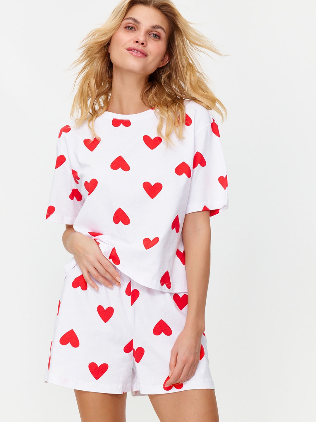 

Trendyol Women Printed Night suit, White