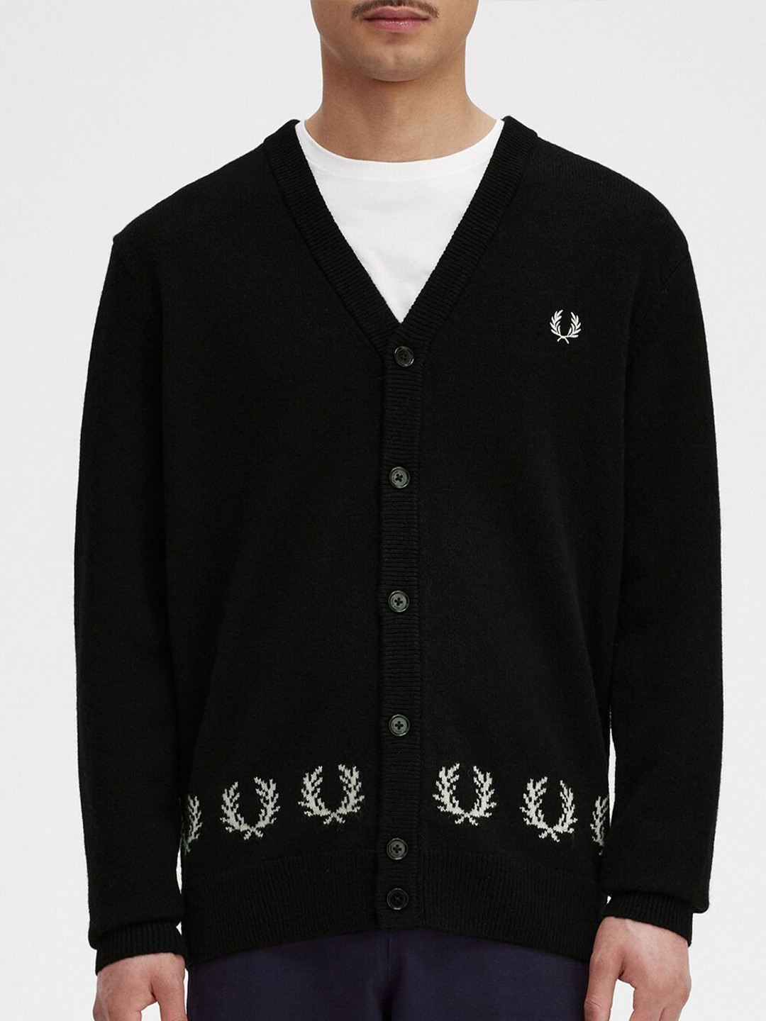 

Fred Perry Ribbed Cardigan Sweater, Black