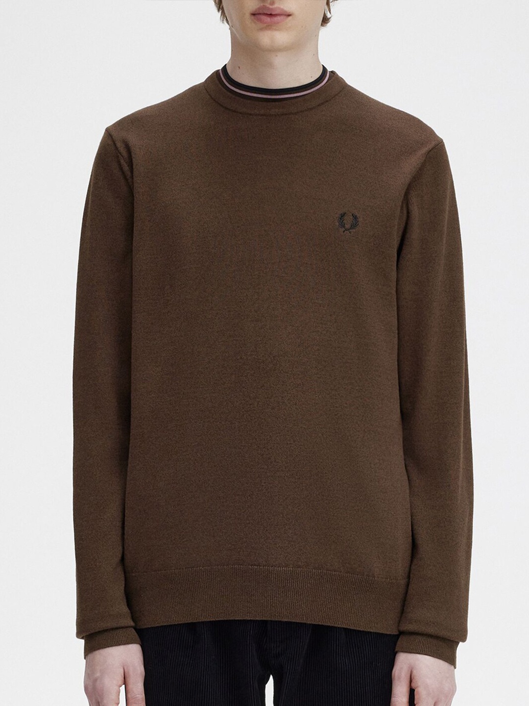

Fred Perry Round Neck Cotton Pullover Sweater, Brown