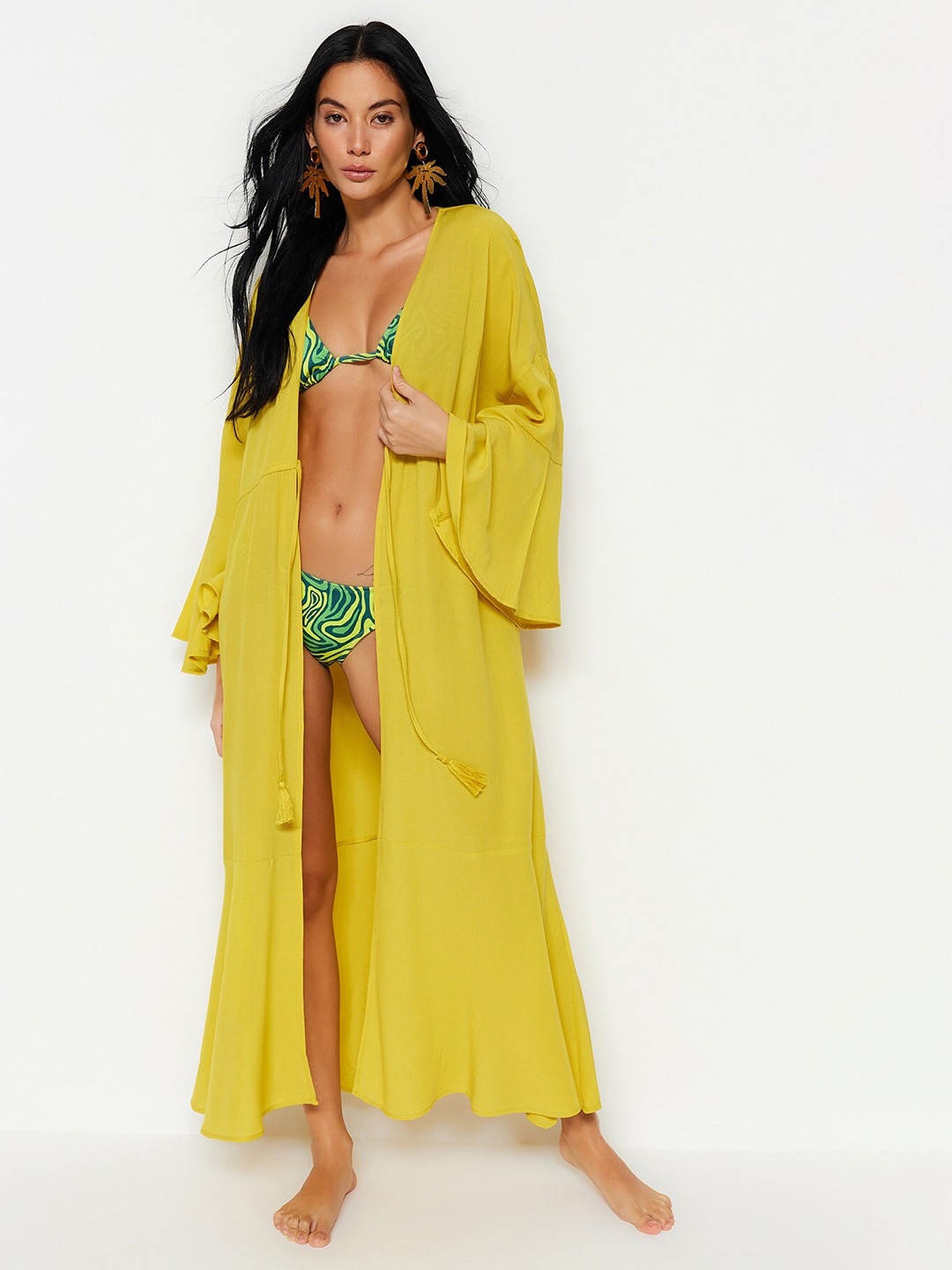 

Trendyol Long Sleeves Maxi Robe, Mustard