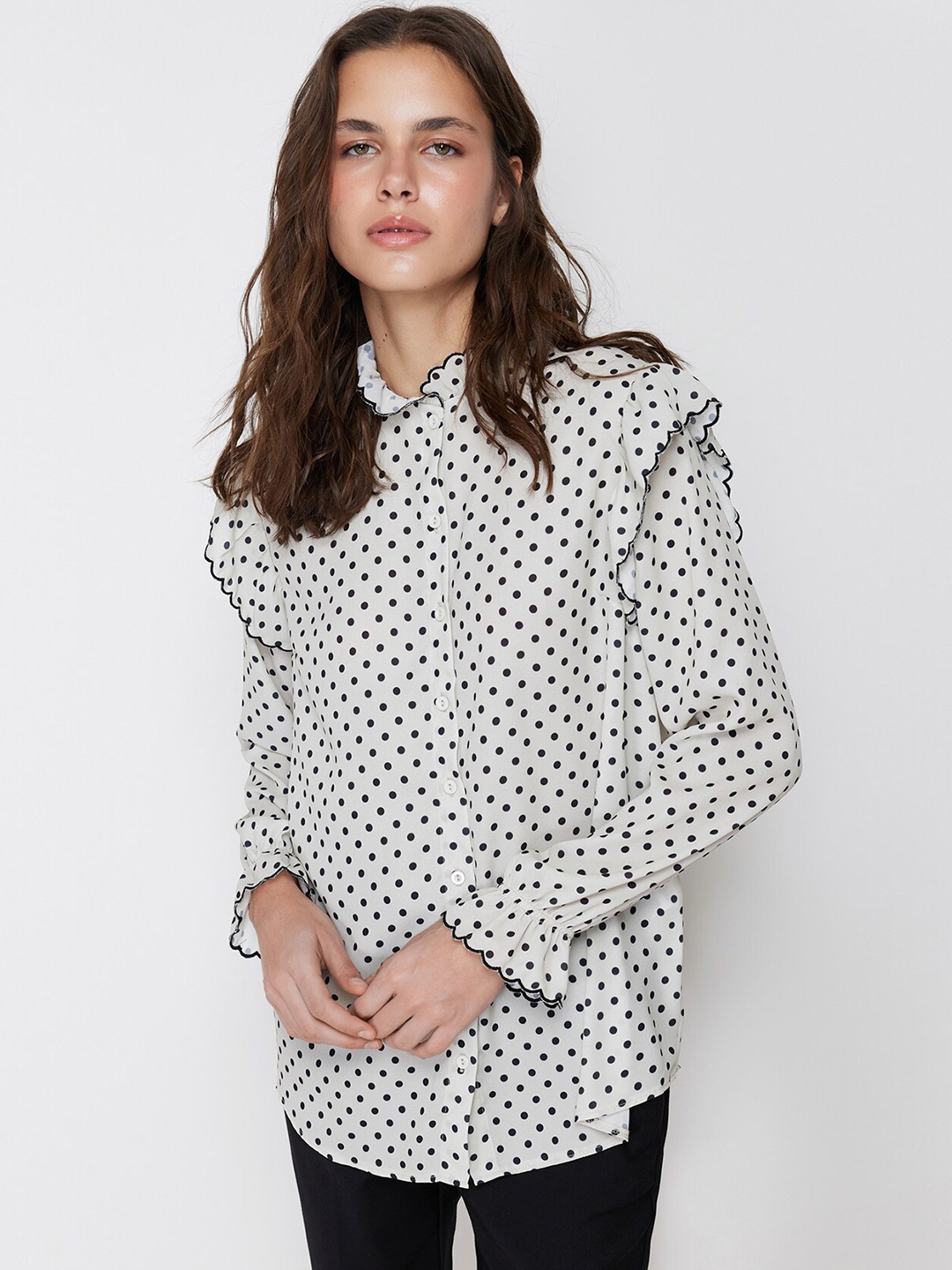 

Trendyol Women Polka Dot Opaque Printed Casual Shirt, Na
