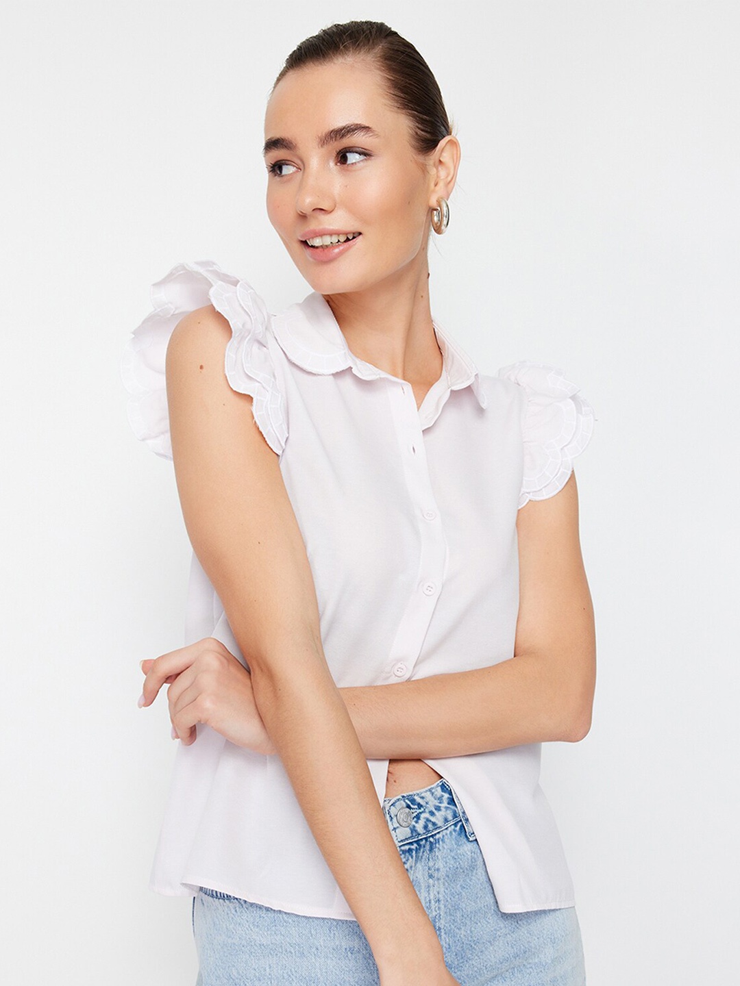 

Trendyol Women Opaque Striped Casual Shirt, Na