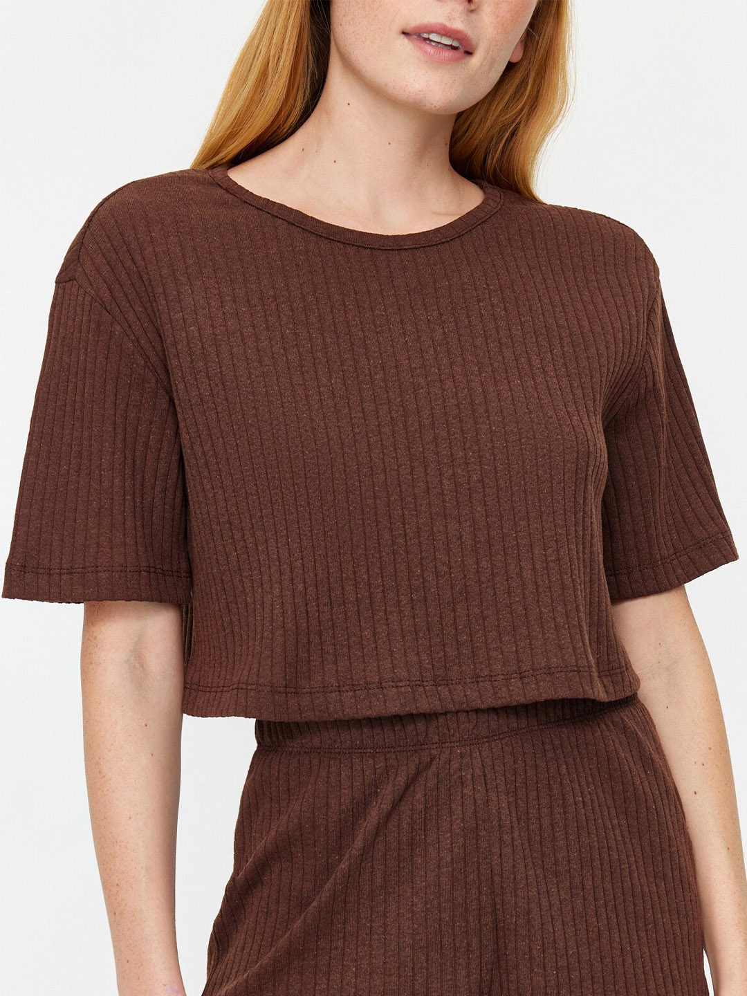 

Trendyol Striped Crop Top, Brown