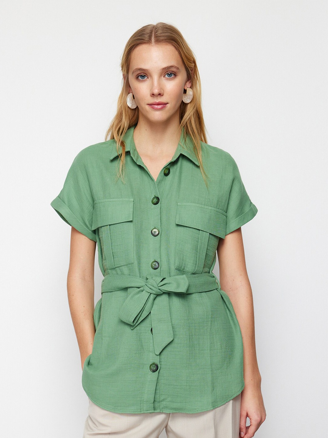 

Trendyol Cotton Opaque Casual Shirt, Green