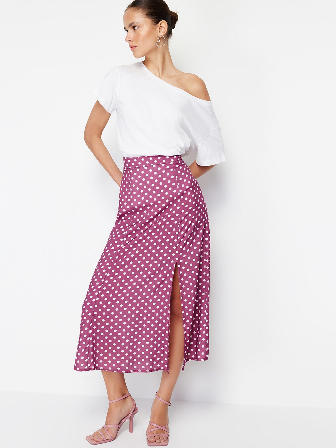 

Trendyol Printed Straight Midi Skirt, Purple