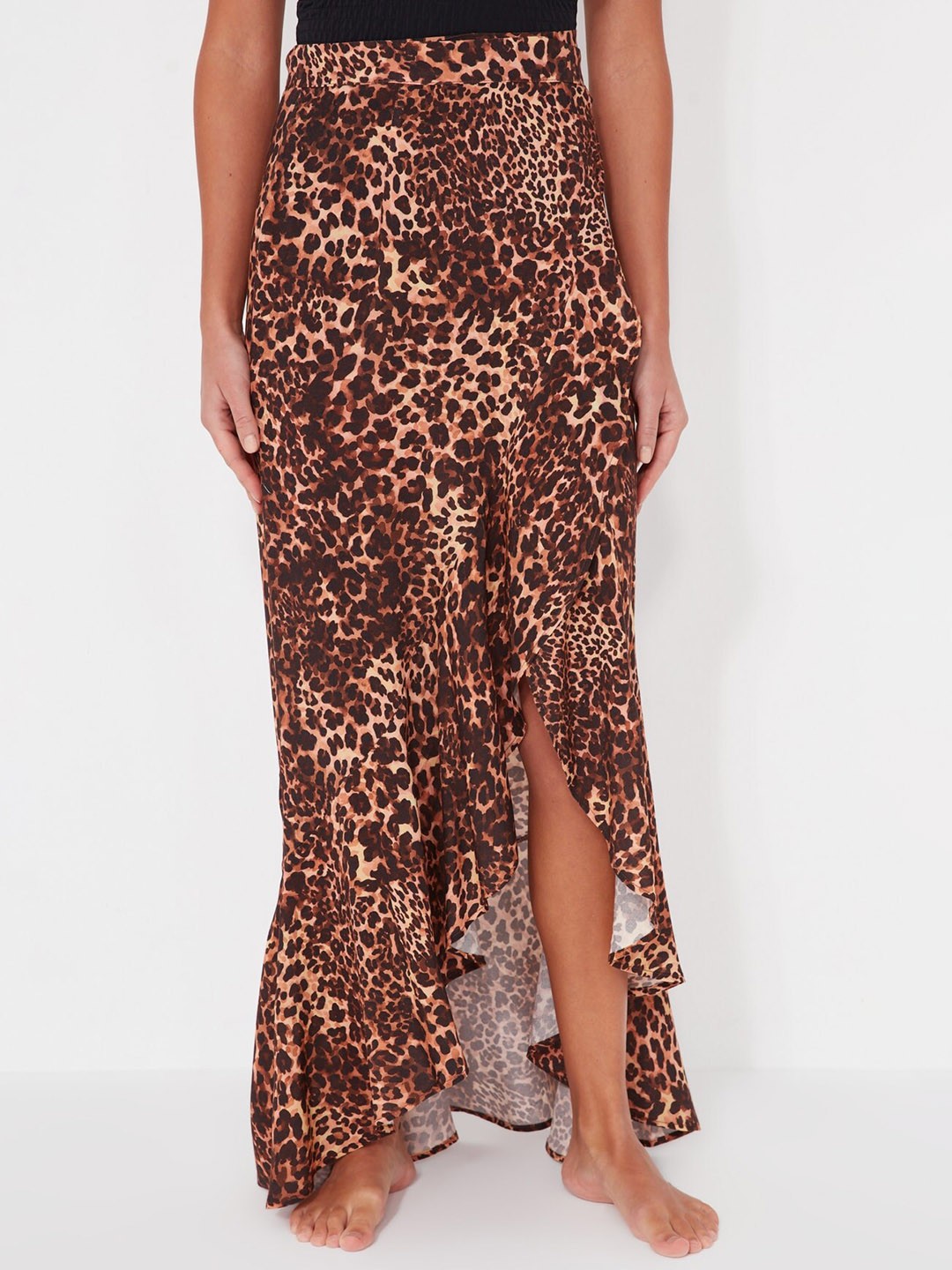 

Trendyol Printed Straight Maxi Skirts, Brown